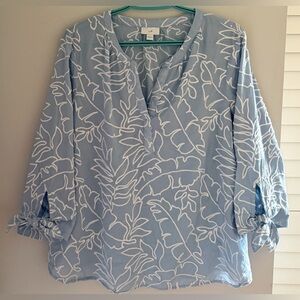 J. Jill Embroidered Boho Top L